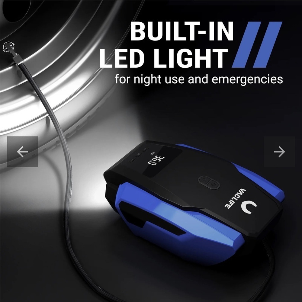 VacLife Portable Air Compressor - Black and Blue - Picture 6 of 8